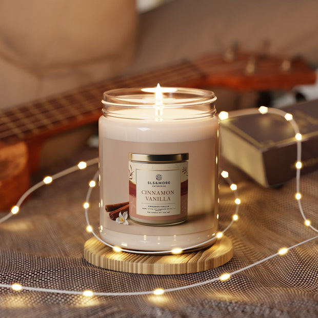 Cinnamon Vanilla Scented Soy Candle - Cozy Fragrance for Home Décor